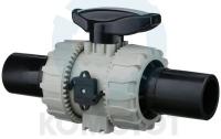 Кран шаровый PP-H стыковой с удлиненными патрубками PE 063, PTFE-EPDM, PN10, FIP