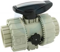 Кран шаровый PP-H резьбовой ВР DN25 1", PTFE-FPM, PN10, FIP
