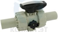 Кран шаровый PP-H стыковой с удлиненными патрубками PP-H 063, PTFE-EPDM, PN10, FIP