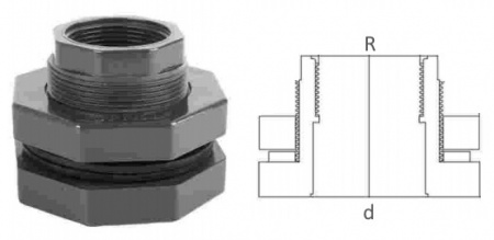 Адаптор на емкость ПВХ с ВР 090 х 3" IND, EPDM, PN16, WF